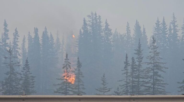 Blaze in Canadian tourist town still out of control but rain helping firefighters